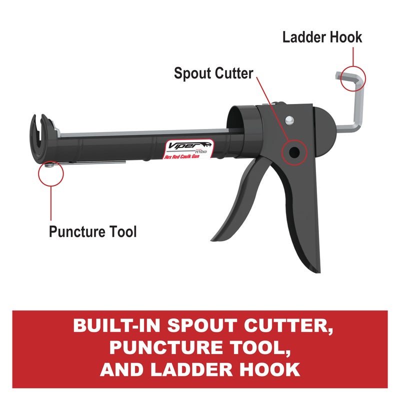 Albion Engineering H10XD Viper Line Manual Barrel Cartridge Caulking Gun with Hex Rod, No Drip, 1/10 Gallon (10 oz), 10:1 Drive - Image 4